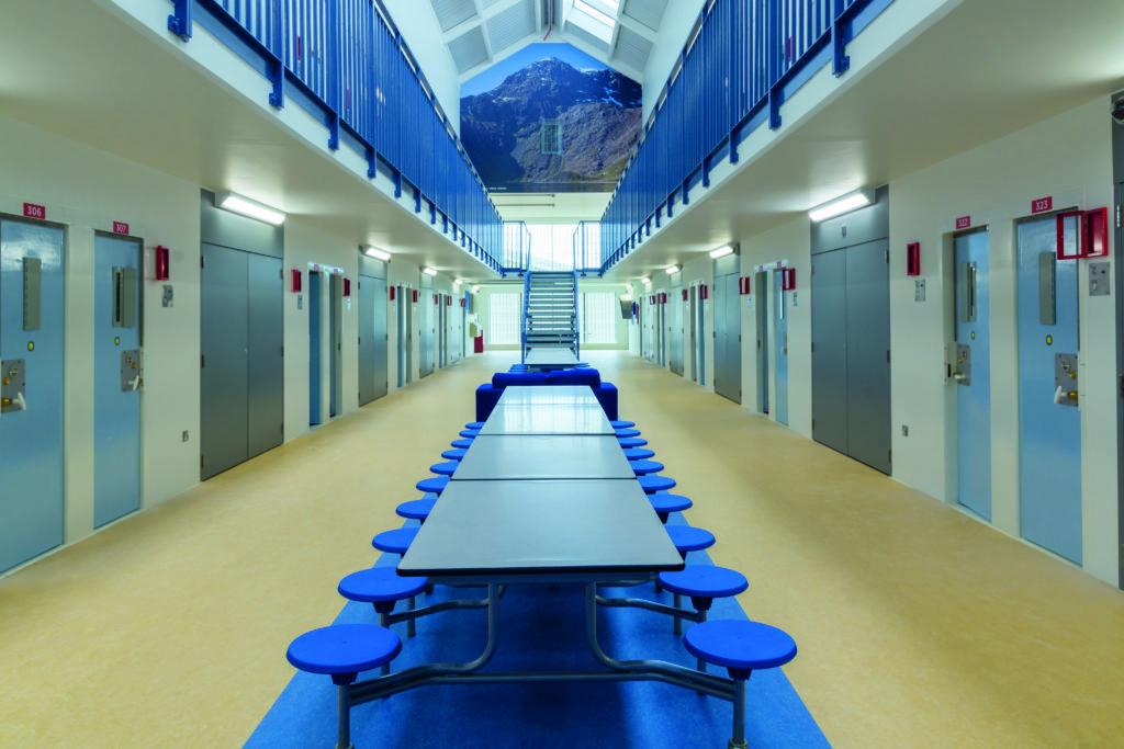 linear light fitting in the main area of prison 