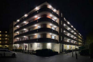 Alverstone House Block of flats with robust luminaires